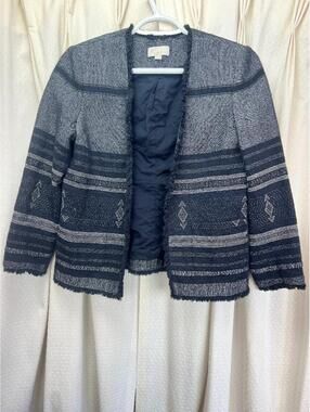 Loft Blazer Women's Size XS Blue Frilled Jacket